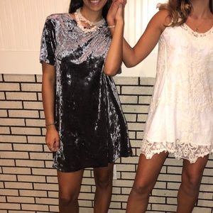 Grey Crushed Velvet Forever 21 T Shirt Dress